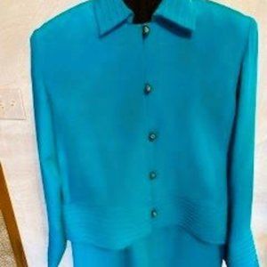 Elegant Misho turquoise silk jacket and skirt-size 4